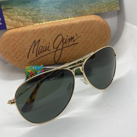Brand New Maui Jim Polarized Aviator double bridge Gold/grey Lenses - Picture 7 of 10